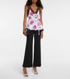 Rodarte - Lace-trimmed floral silk camisole