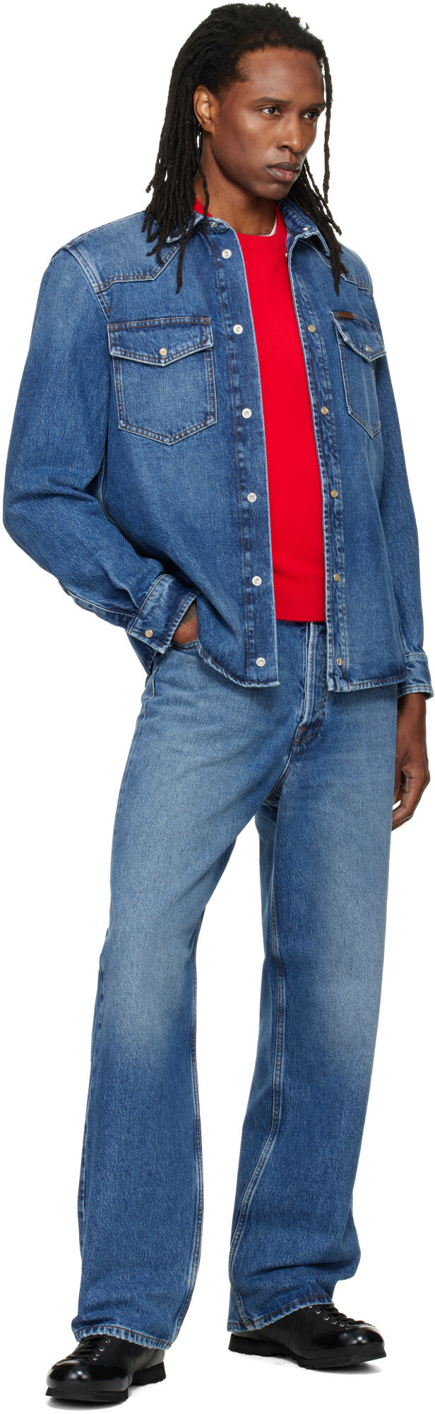 Moncler Blue Faded Denim Overshirt
