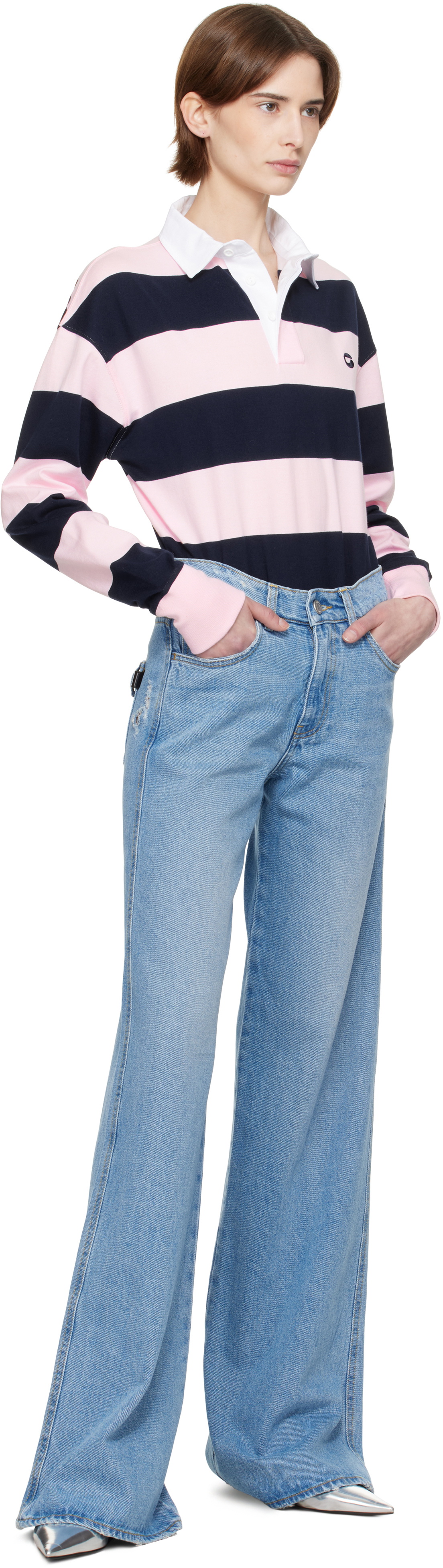 Coperni Navy & Pink Striped Bodysuit