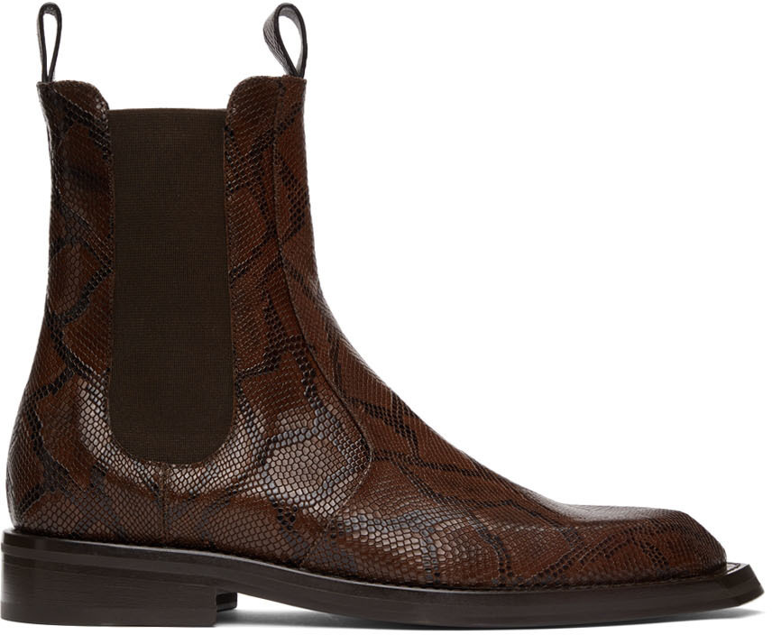 Martine Rose Brown Python Chelsea Boots Martine Rose