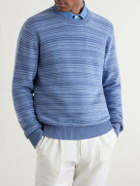 Canali - Striped Wool and Cashmere-Blend Sweater - Blue
