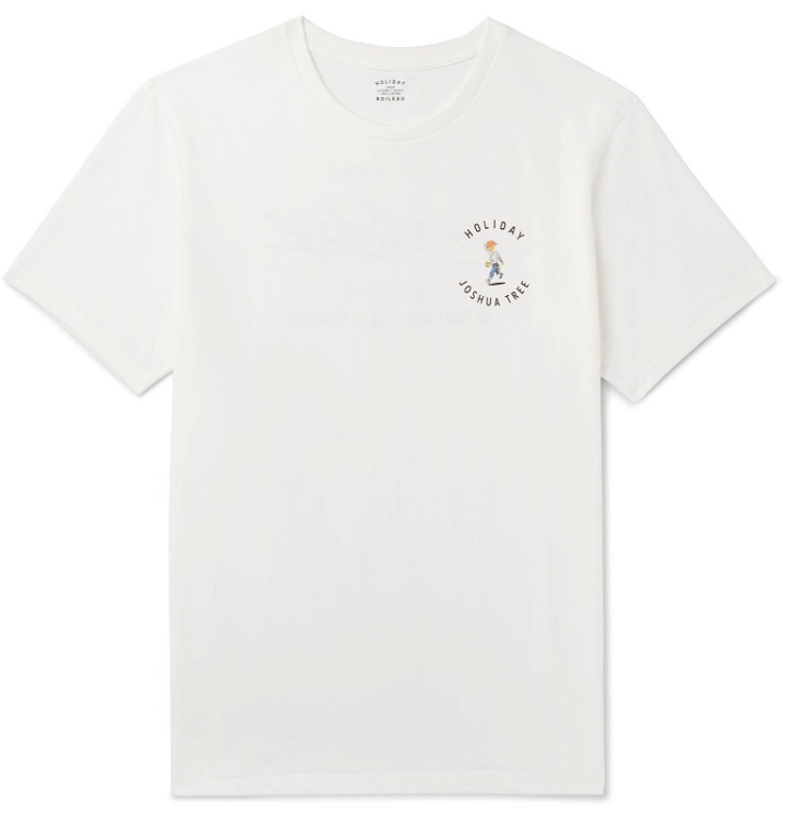 Photo: Holiday Boileau - Printed Cotton-Jersey T-shirt - White