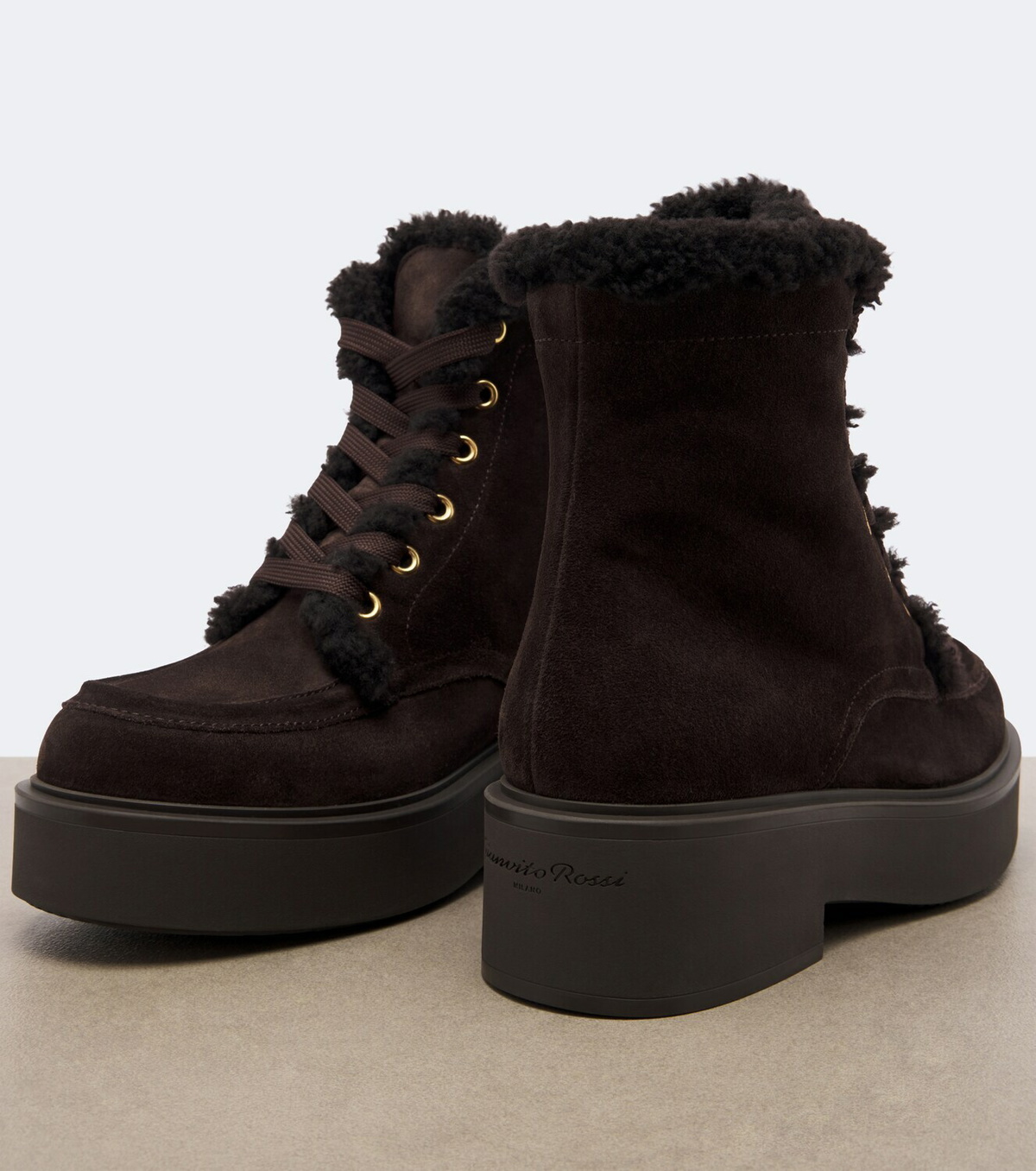 Gianvito Rossi Shearling-lined suede lace-up boots