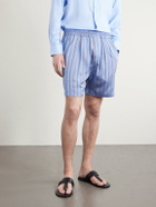 TOM FORD - Straight-Leg Striped Silk-Twill Shorts - Blue