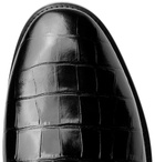 Balenciaga - Croc-Effect Leather Shoes - Men - Black