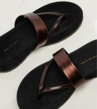 Dries Van Noten Metallic leather thong sandals