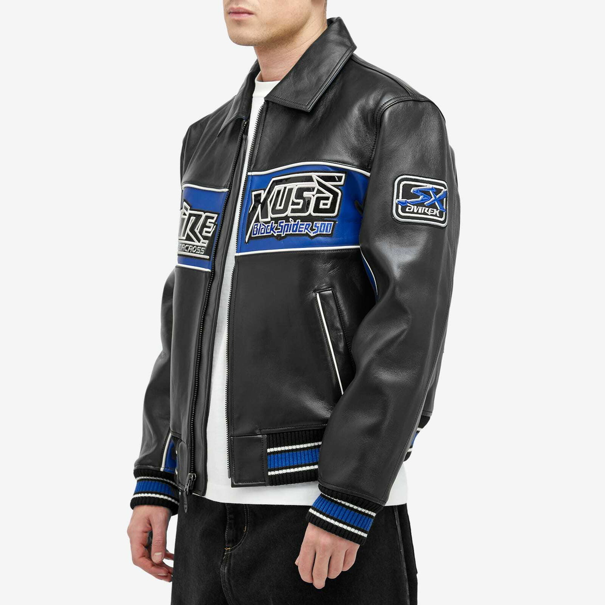 Avirex Men's Spider Leather Jacket in Black