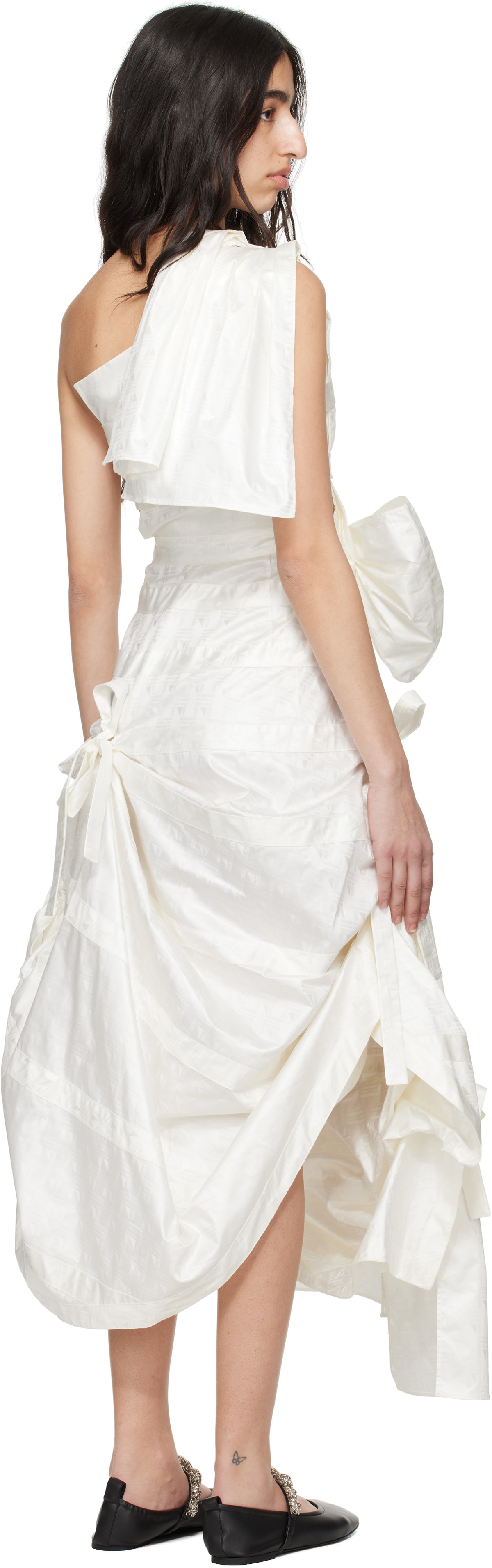 SUPER YAYA Off-White Beatrice Midi Dress