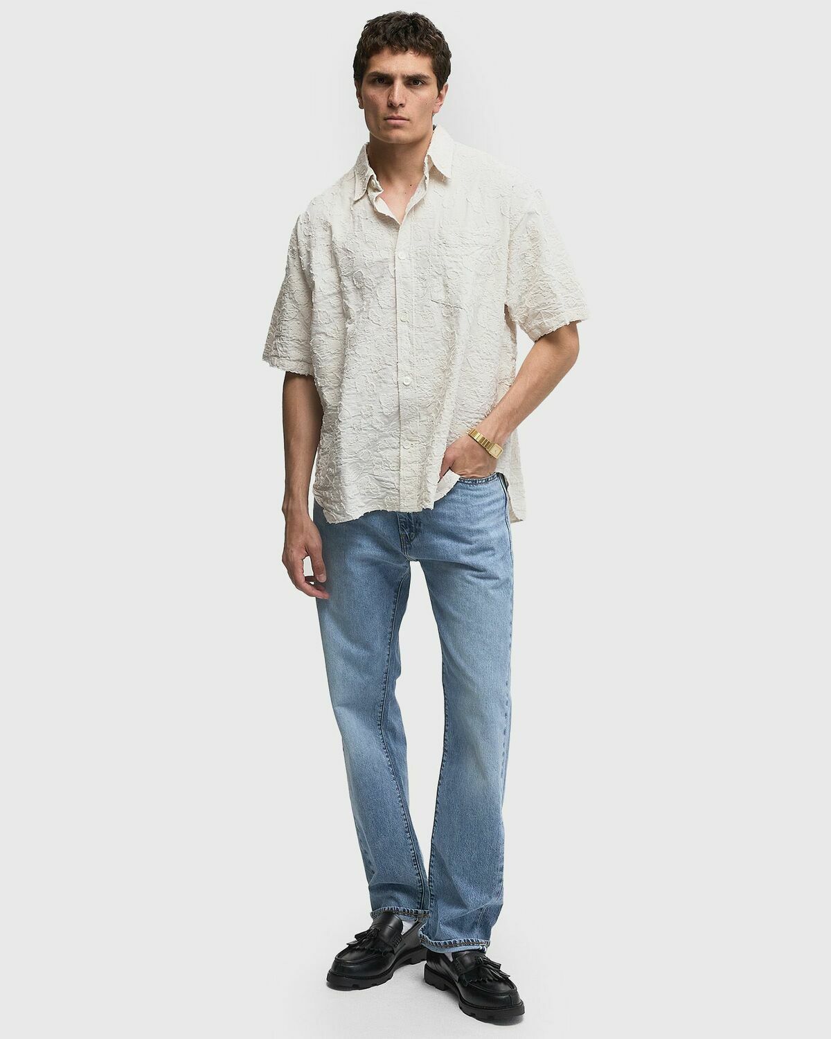 Norse Projects OLE OVERSIZED FIL COUPE SS SHIRT Beige Mens Shortsleefe