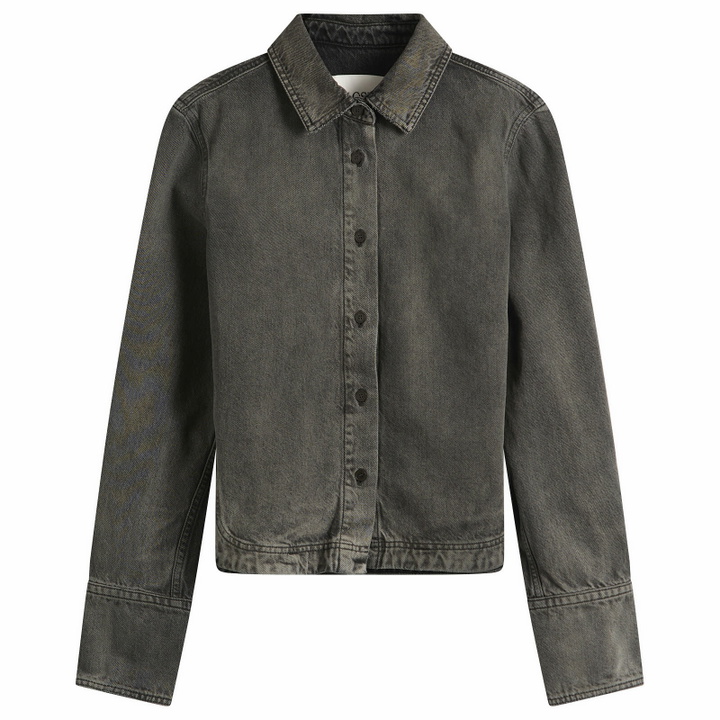 Photo: Closed Women's Curved Hem Denim Shirt in Dark Grey