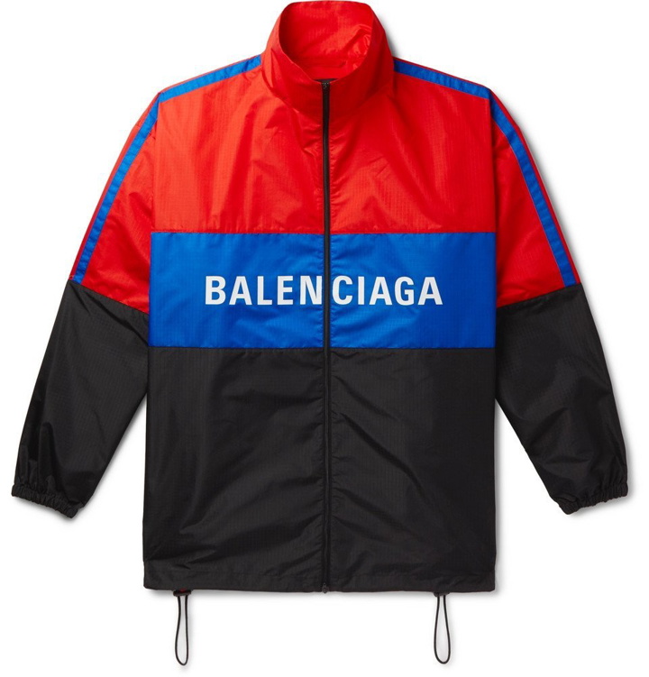 Photo: Balenciaga - Oversized Colour-Block Logo-Print Ripstop Jacket - Red