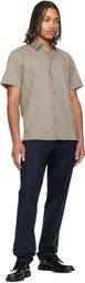 Hugo Taupe Relaxed-Fit Stretch Cotton Shirt