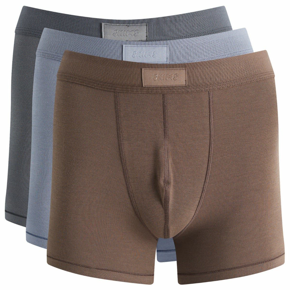 SKIMS Men's Cotton 3 Pack Boxer Brief 3 Inch in Dark Sepia Multi SKIMS