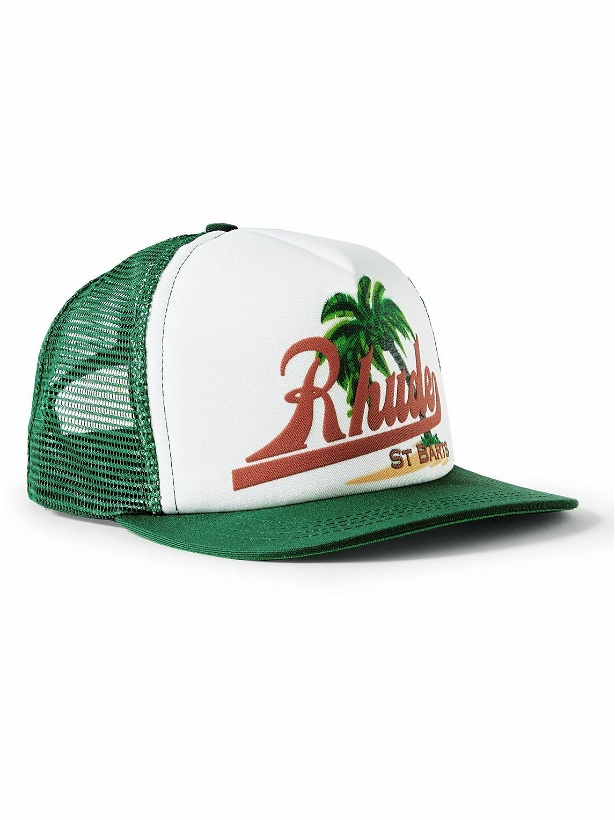 Photo: Rhude - Palms St. Barts Logo-Embroidered Twill and Mesh Trucker Cap