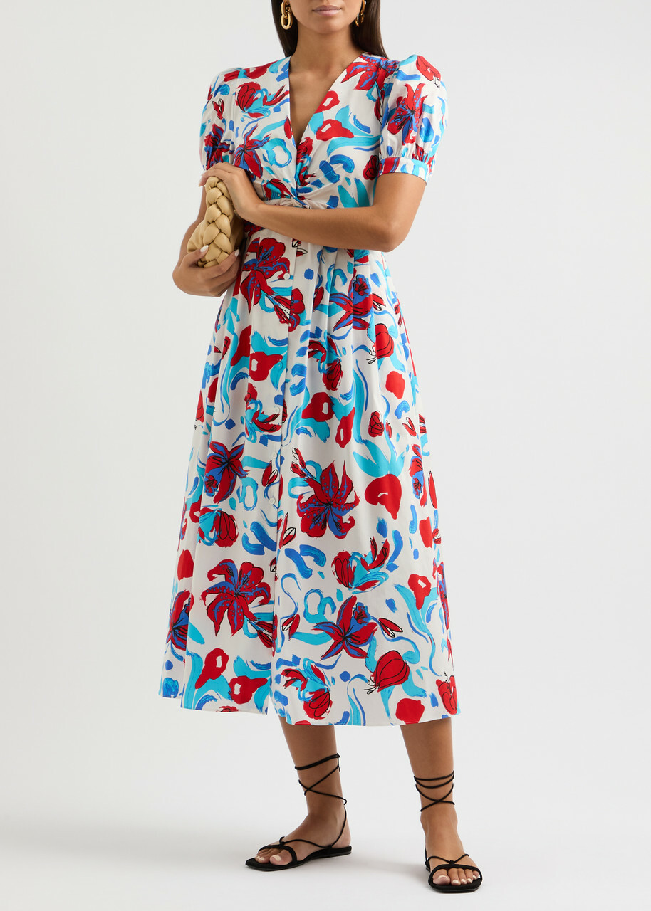 Diane Von Furstenberg Heather Floral-print Cotton-blend Midi