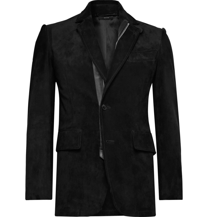 Photo: TOM FORD - Slim-Fit Leather-Trimmed Suede Jacket - Black