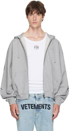 VETEMENTS Gray Graffiti Zip Up Hoodie
