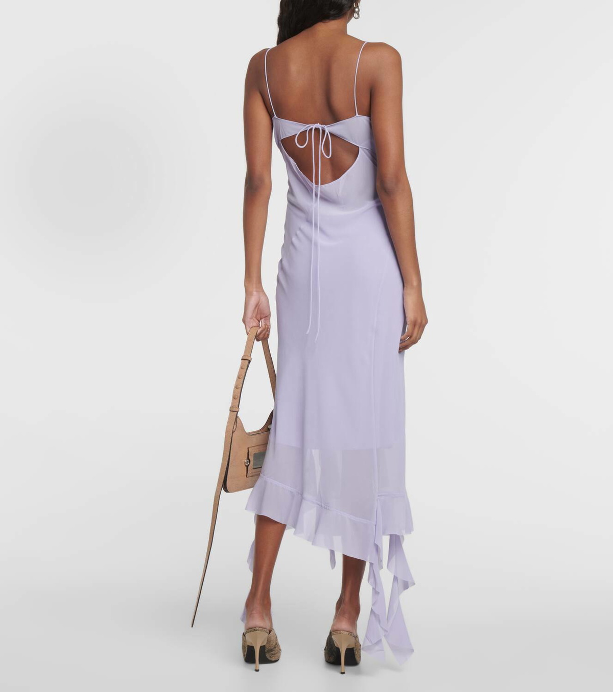 asymmetric layered ruffled chiffon midi dress by acne studios ACNE STUDIOS Asymmetric layered ruffled chiffon midi dress