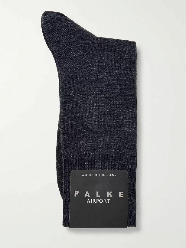 Photo: Falke - Airport Mélange Virgin Wool-Blend Socks - Gray