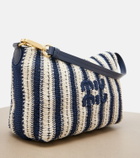 Miu Miu Striped leather-trimmed crochet shoulder bag