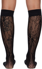 Swedish Stockings Black Rose Knee-High Stockings
