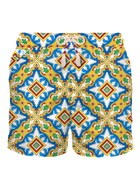 MC2 Saint Barth Man Light Fabric Swim Shorts With Maiolica Print