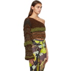 Louise Lyngh Bjerregaard Brown and Green Boucle Single-Shoulder Sweater