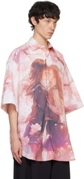 VETEMENTS Pink Anime Short Sleeve Shirt