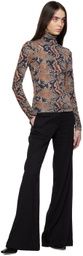 Atlein Black Snake Print Turtleneck