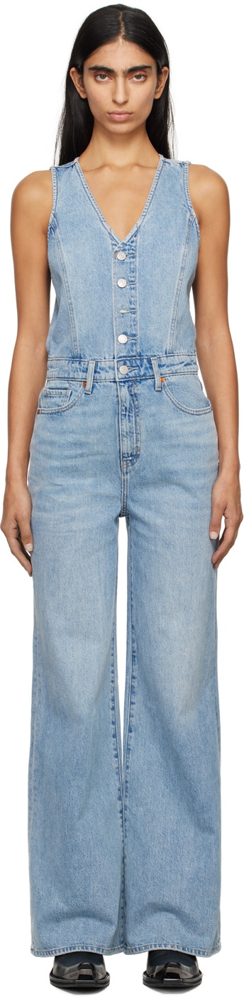 Levi's Blue Vest Wide Leg Denim Jumpsuit