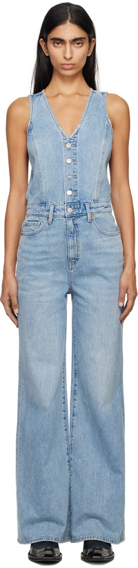 Photo: Levi's Blue Vest Wide Leg Denim Jumpsuit