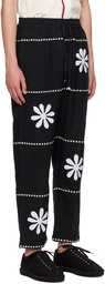 HARAGO Black Appliqué Trousers