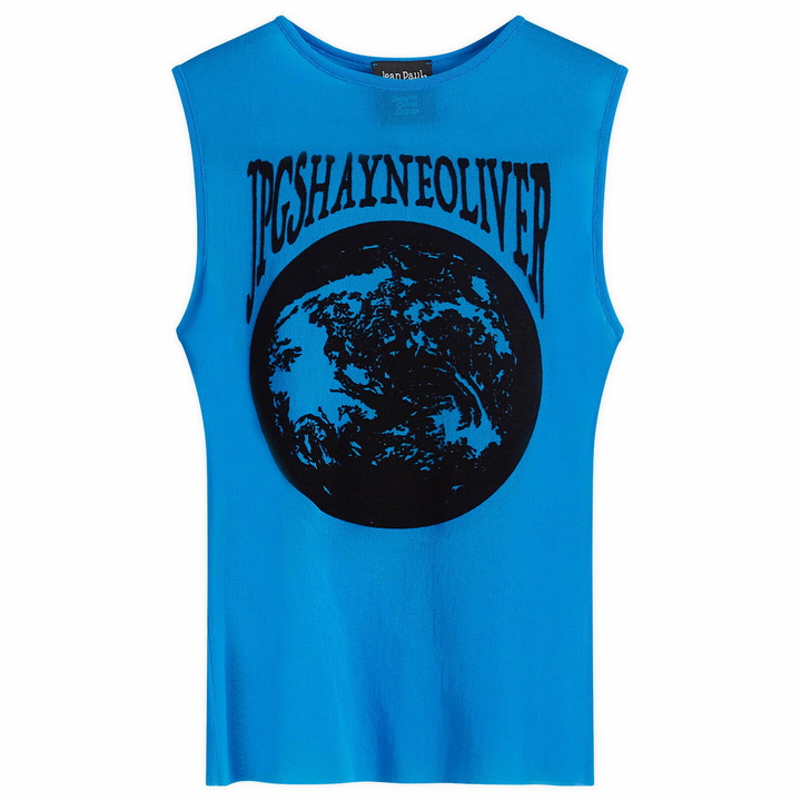 Photo: Jean Paul Gaultier Women's Flocked Earth Mesh Tank Top in Ibiza Blue/Black