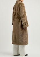 Meotine Kelly Belted Faux fur Coat Light Brown