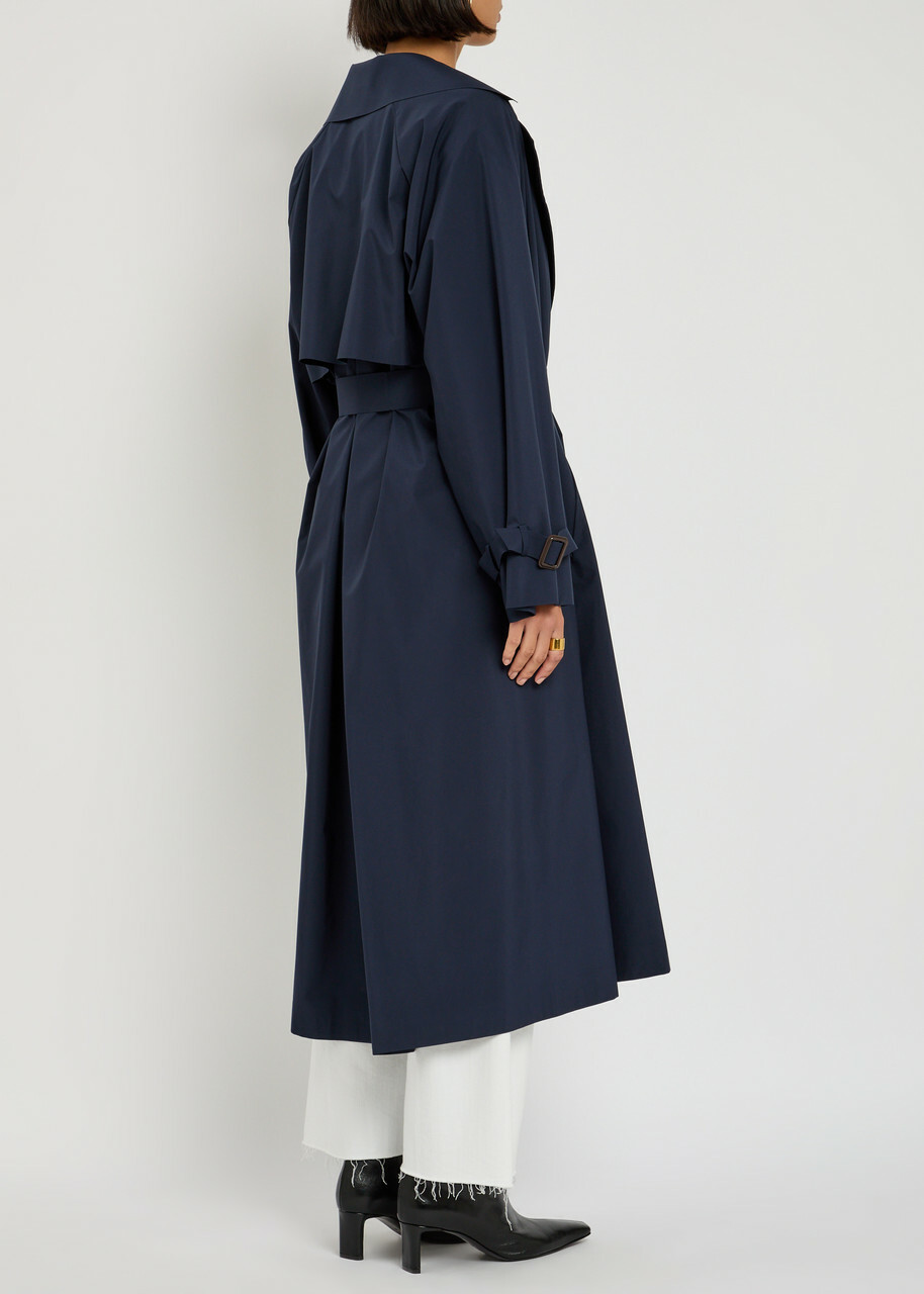 Weekend Max Mara Fatto Belted Cotton Trench Coat Dark Blue