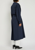 Weekend Max Mara Fatto Belted Cotton Trench Coat Dark Blue