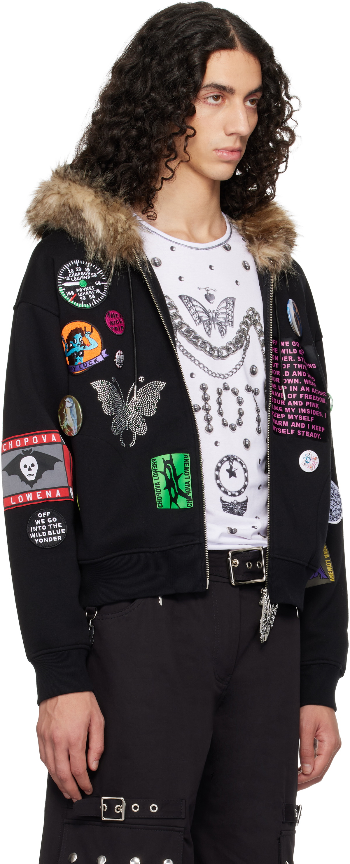 Chopova Lowena Black Fuz Zip Hoodie
