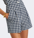 Veronica Beard Haina gingham pleated cotton shorts