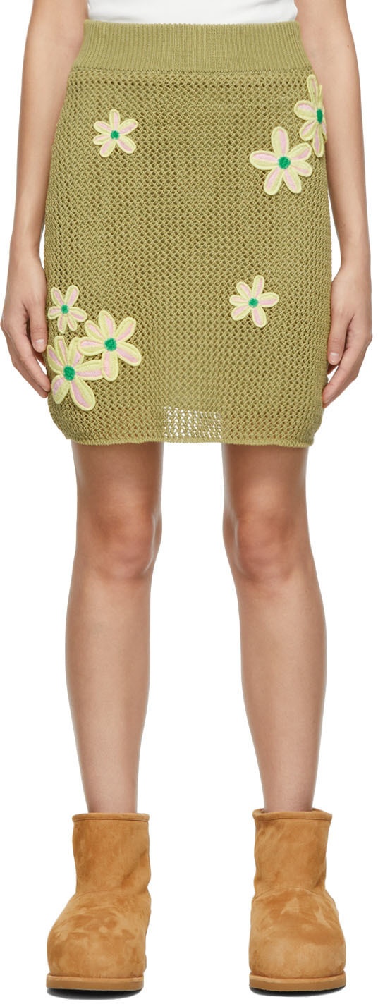 Photo: SJYP Green Motif Embroidery Mini Skirt