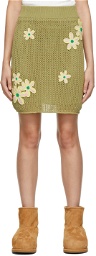 SJYP Green Motif Embroidery Mini Skirt