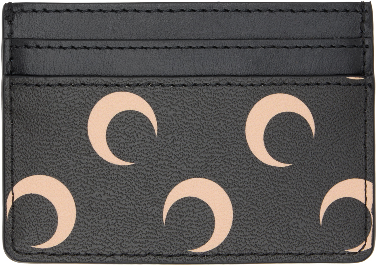 Marine Serre Black Screen Print Leather Card Holder