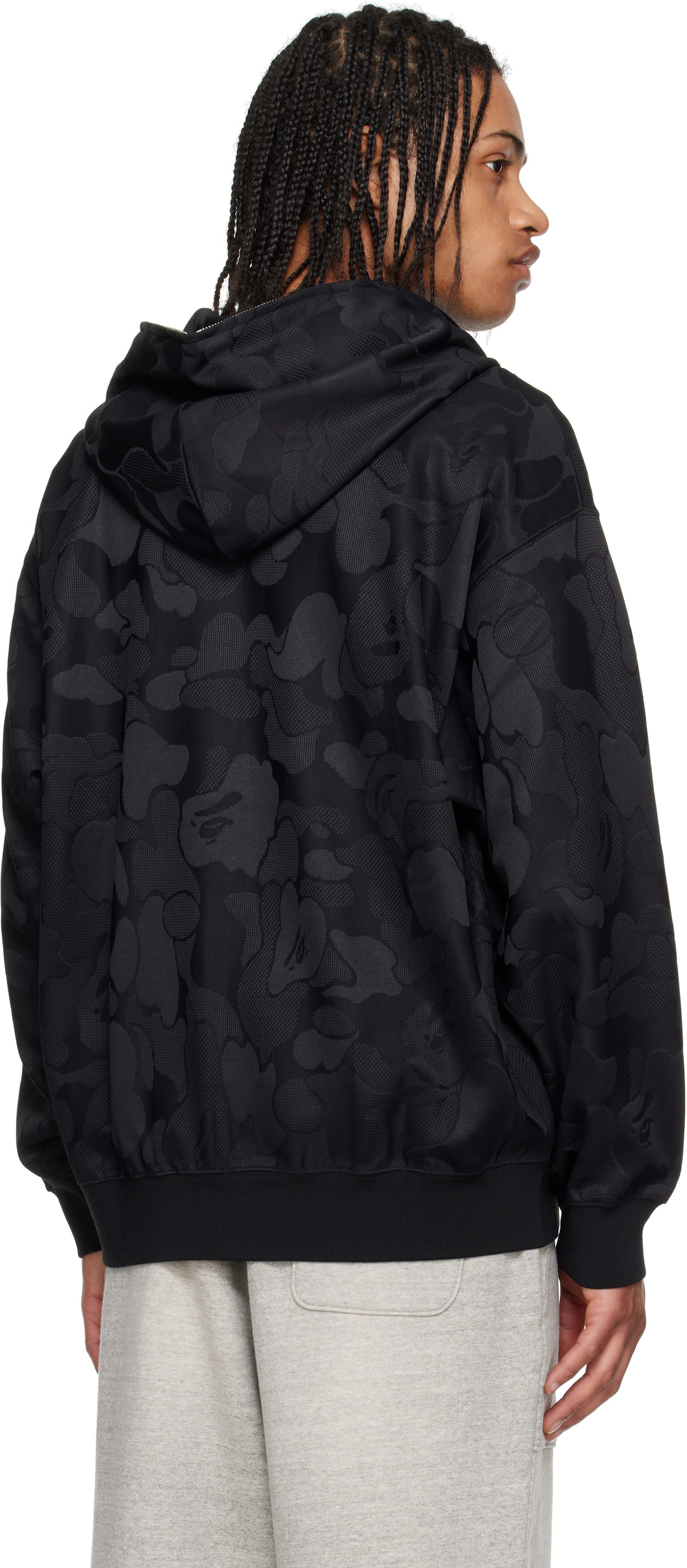 BAPE Black Solid Camo Jacquard One Point Zip Hoodie A