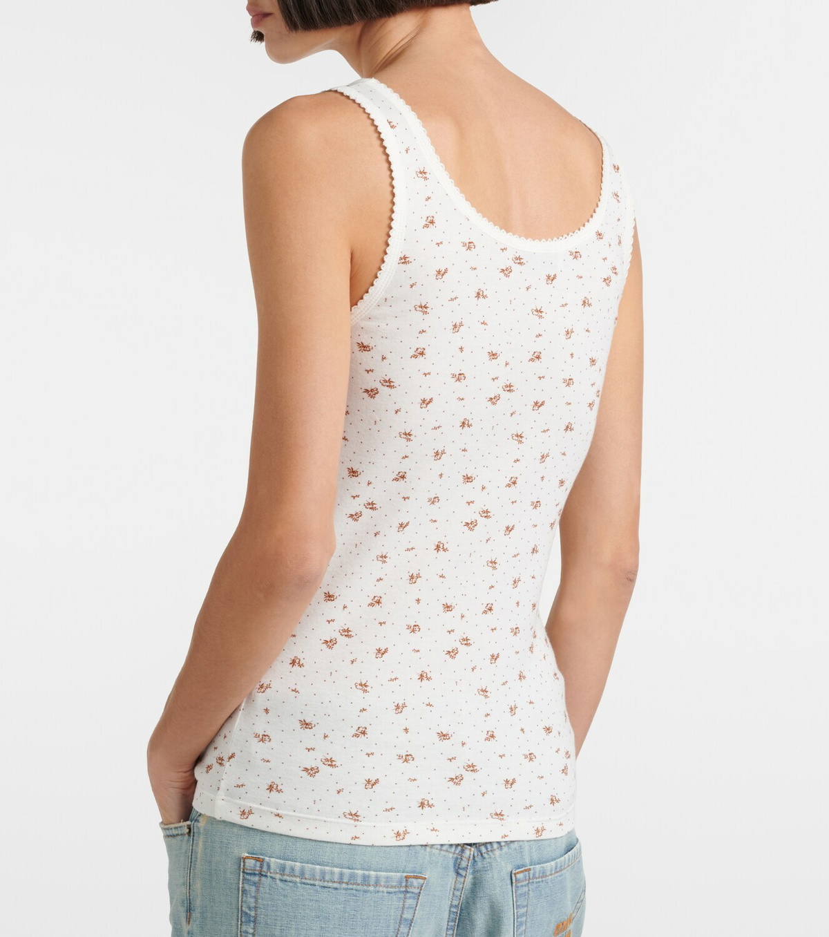 Miu Miu Floral cotton jersey tank top