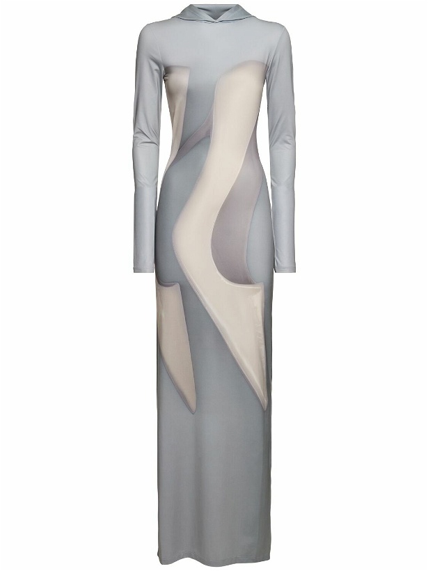 Photo: ACNE STUDIOS Printed Jersey Hooded Long Dress