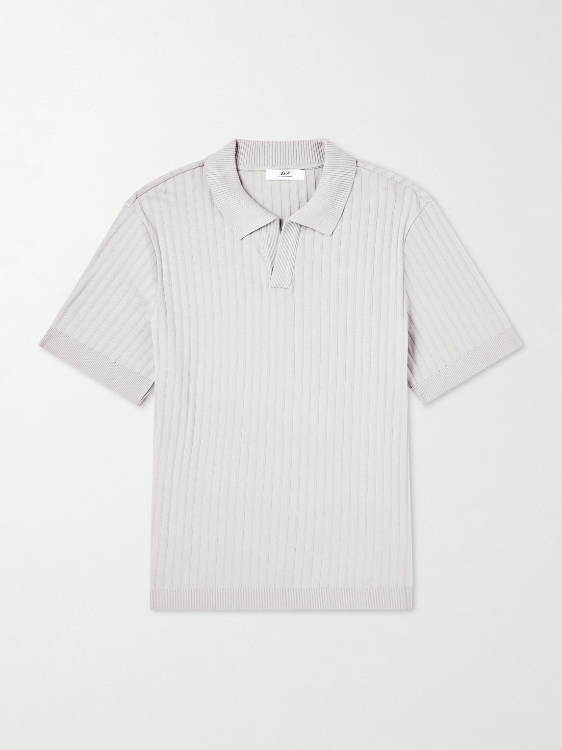 Mr P. - Knitted Cotton Polo Shirt - Gray
