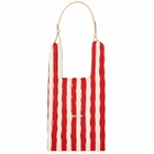 LASTFRAME Women's Stripe Mesh Market Bag Medium in Red/Ivory