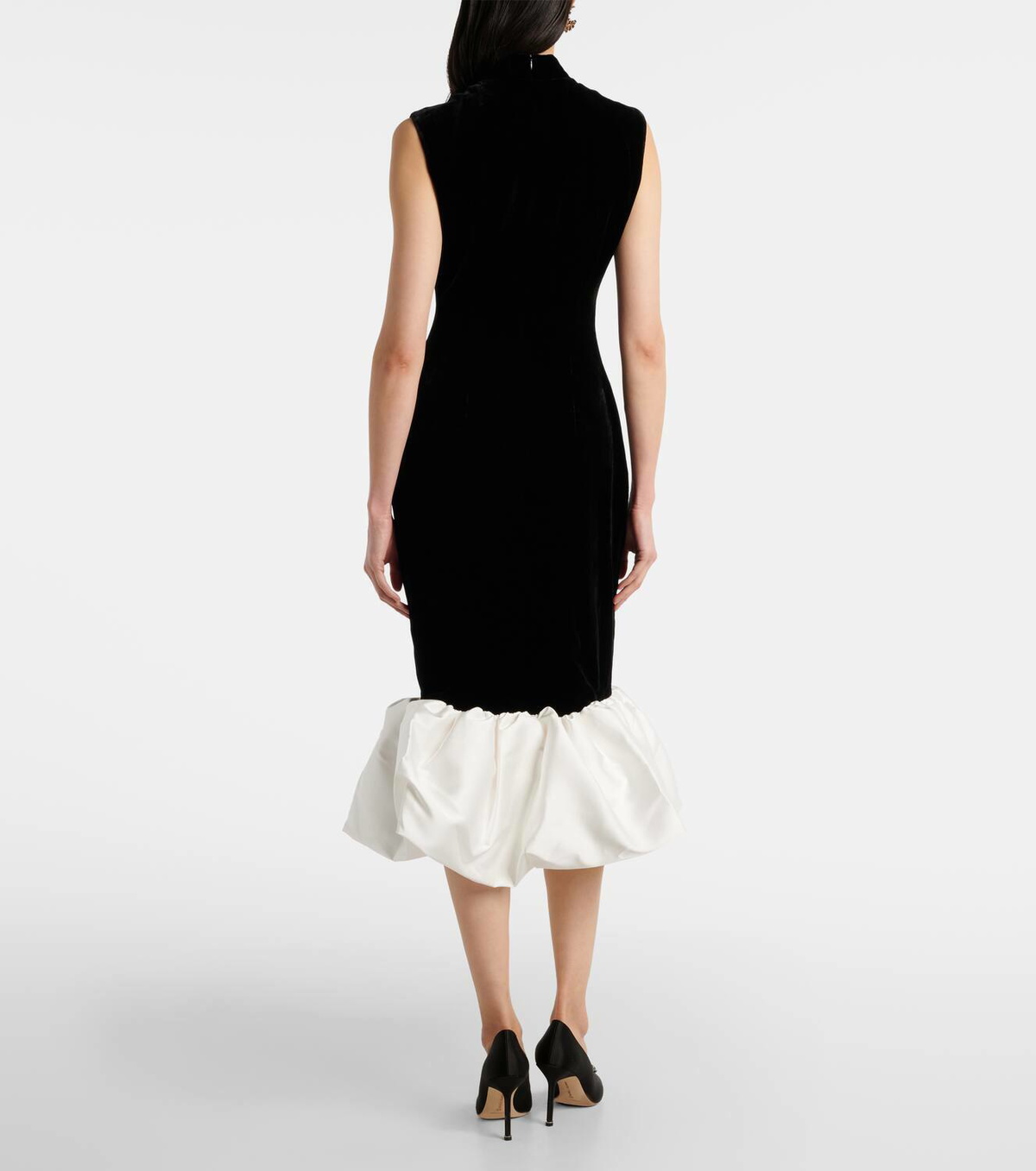 Rasario Velvet and satin midi dress
