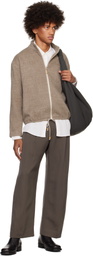Small Talk Studio Taupe Full Zip Wool Fleece Jacket