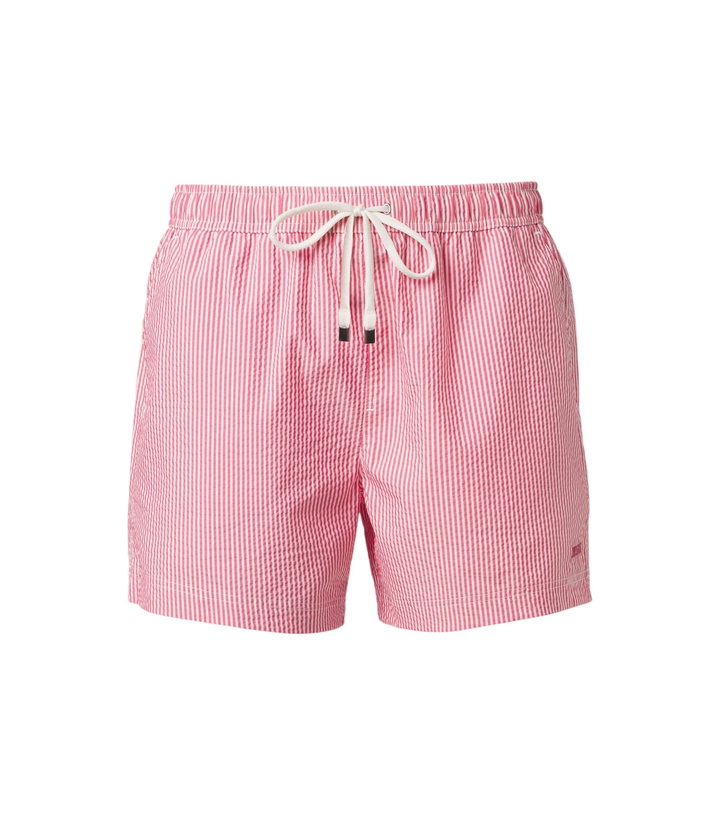Photo: Zegna Striped seersucker swim trunks
