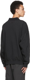 Essentials Black Logo Long Sleeve Polo